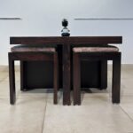 Rosewood Coffee Table With Stools
